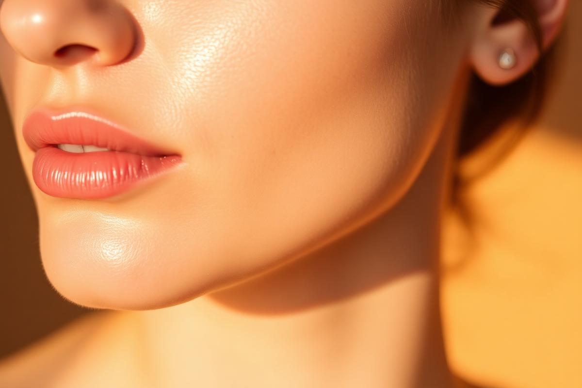 Close-up of glowing, hydrated skin